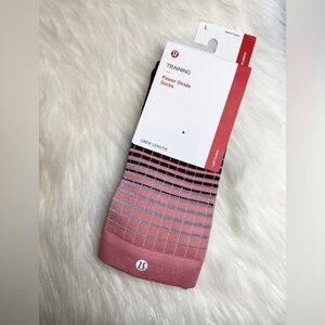 Lululemon Power Stride Crew Socks Reflective Women Size L SAKP STMI GARN New